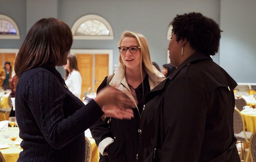 three women talking