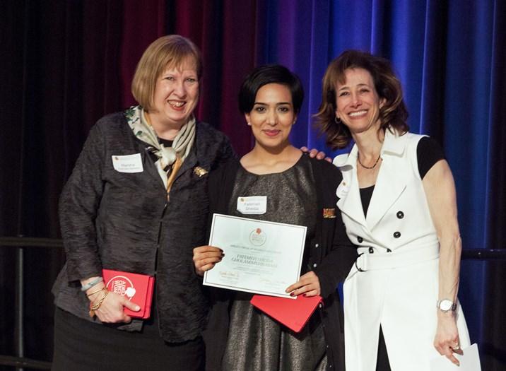 scholarship recipient and two presenter