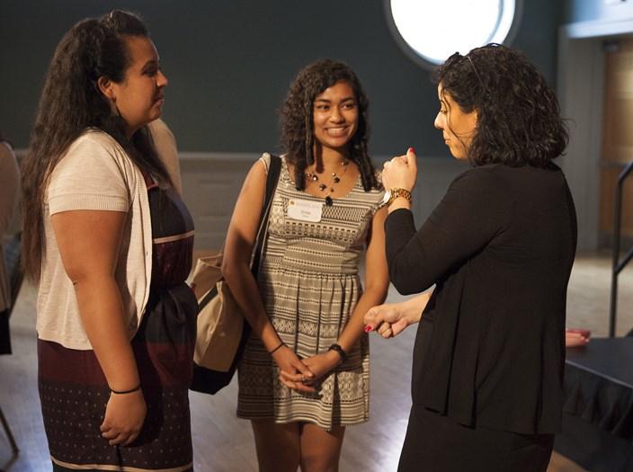 three women in conversation 